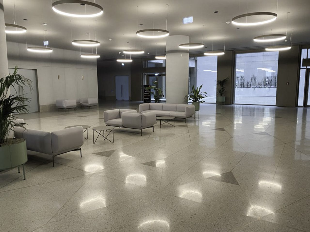 terrazzo flooring at the tandem office building