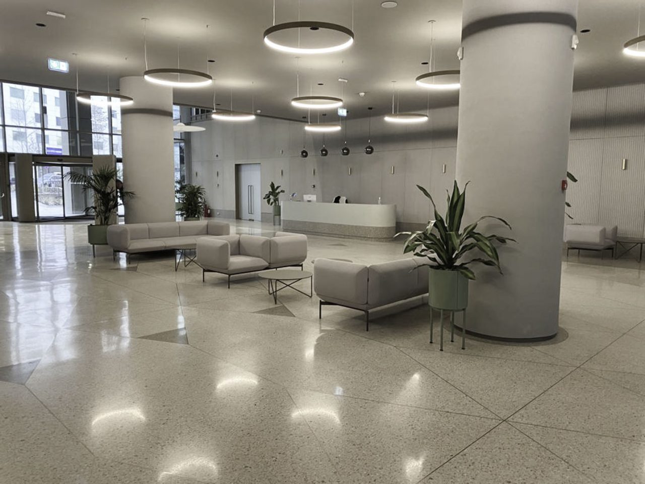 terrazzo flooring at the tandem office building