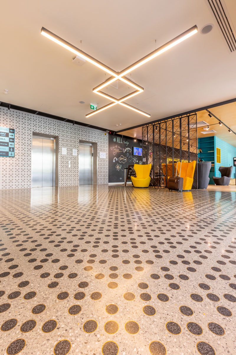 lobby areas with terrazzo flooring