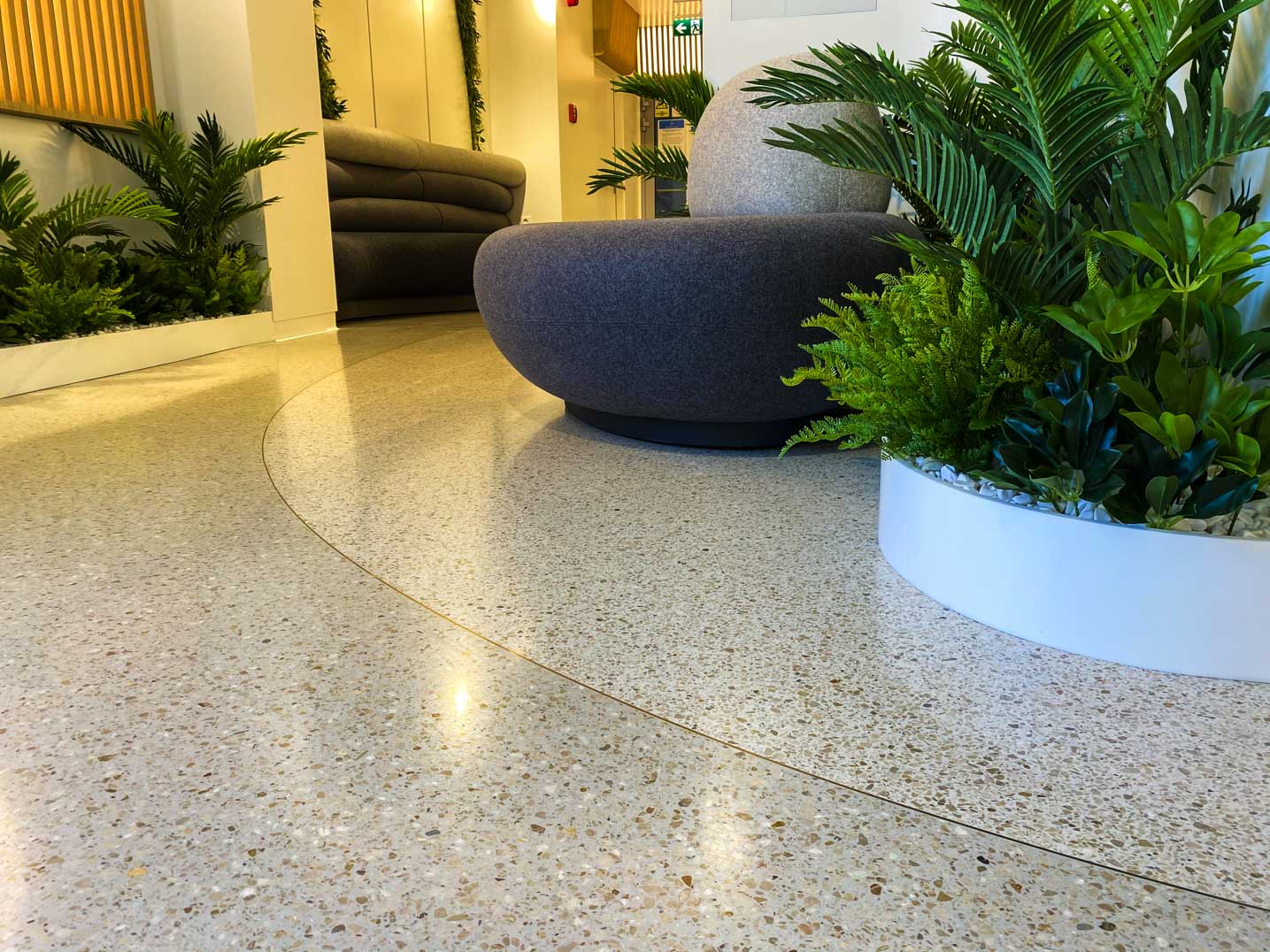 finest seamless terrazzo floors in novo park business center