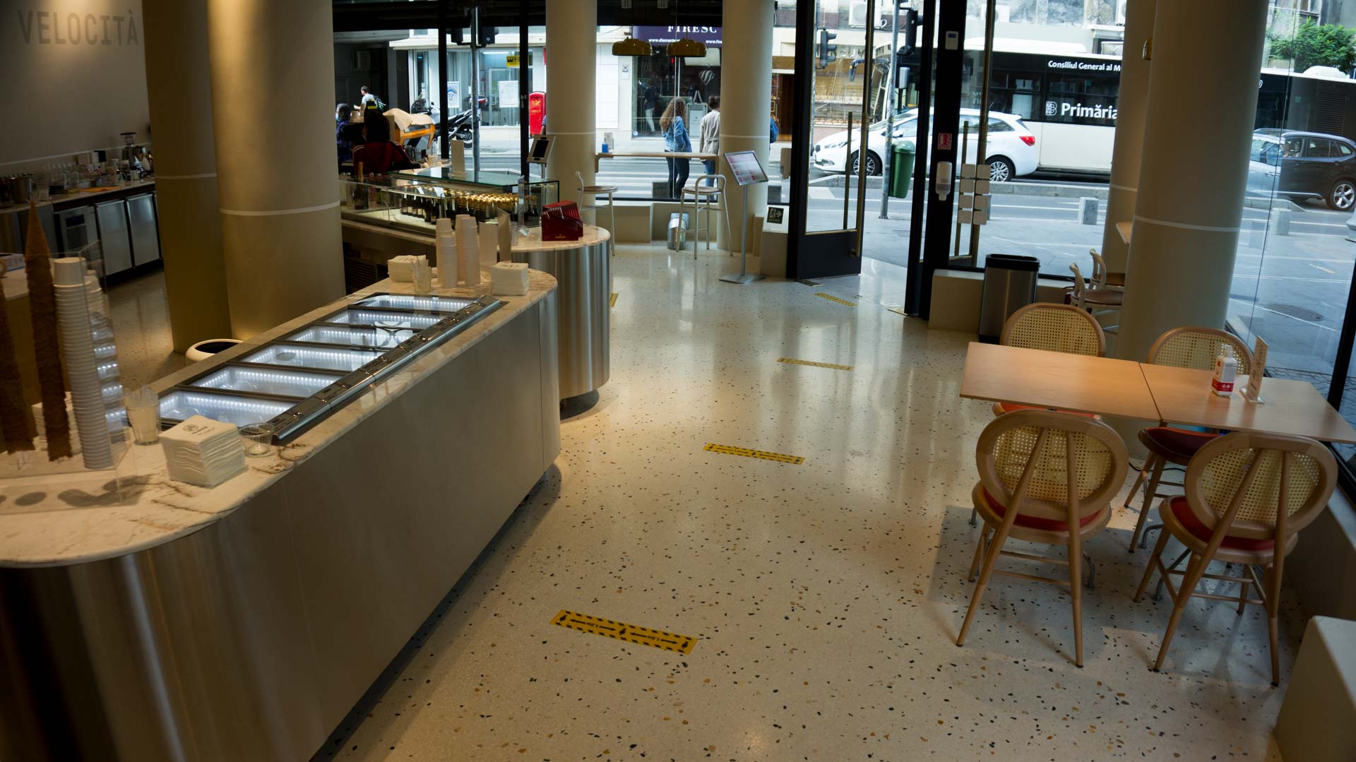 ice cream and caffe shop flooring